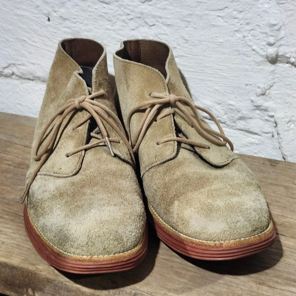 Cole Haan Lunargrand Mens Tan Suede Lace Up Chukka Boots C11184 Size 11.5 Fall